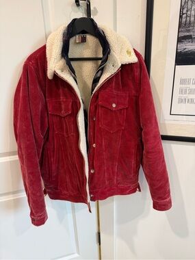 Kith Red Corduroy Sherpa-Lined Bomber Jacket